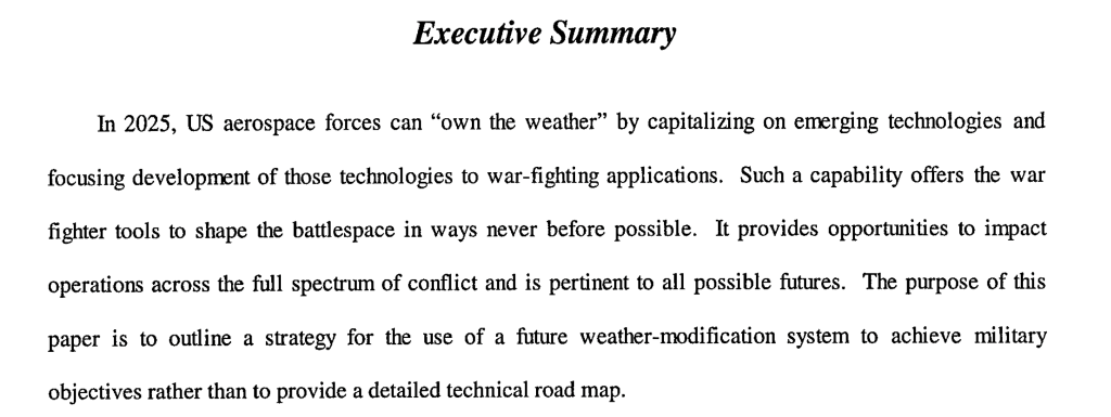 The Ultimate Weapon of Mass Destruction: "Owning the Weather" for Military Use - Global Research